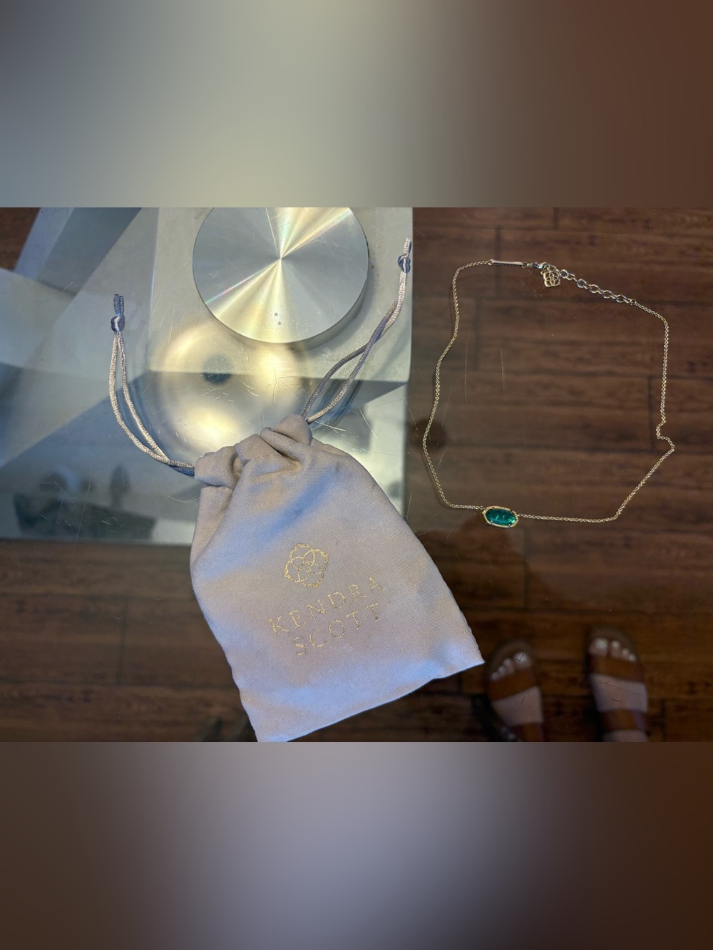 Kendra Scott Gold Chain Necklace with London Blue Glass Stone